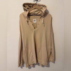 Aerie V-Neck Beige Hoodie Sweater XL